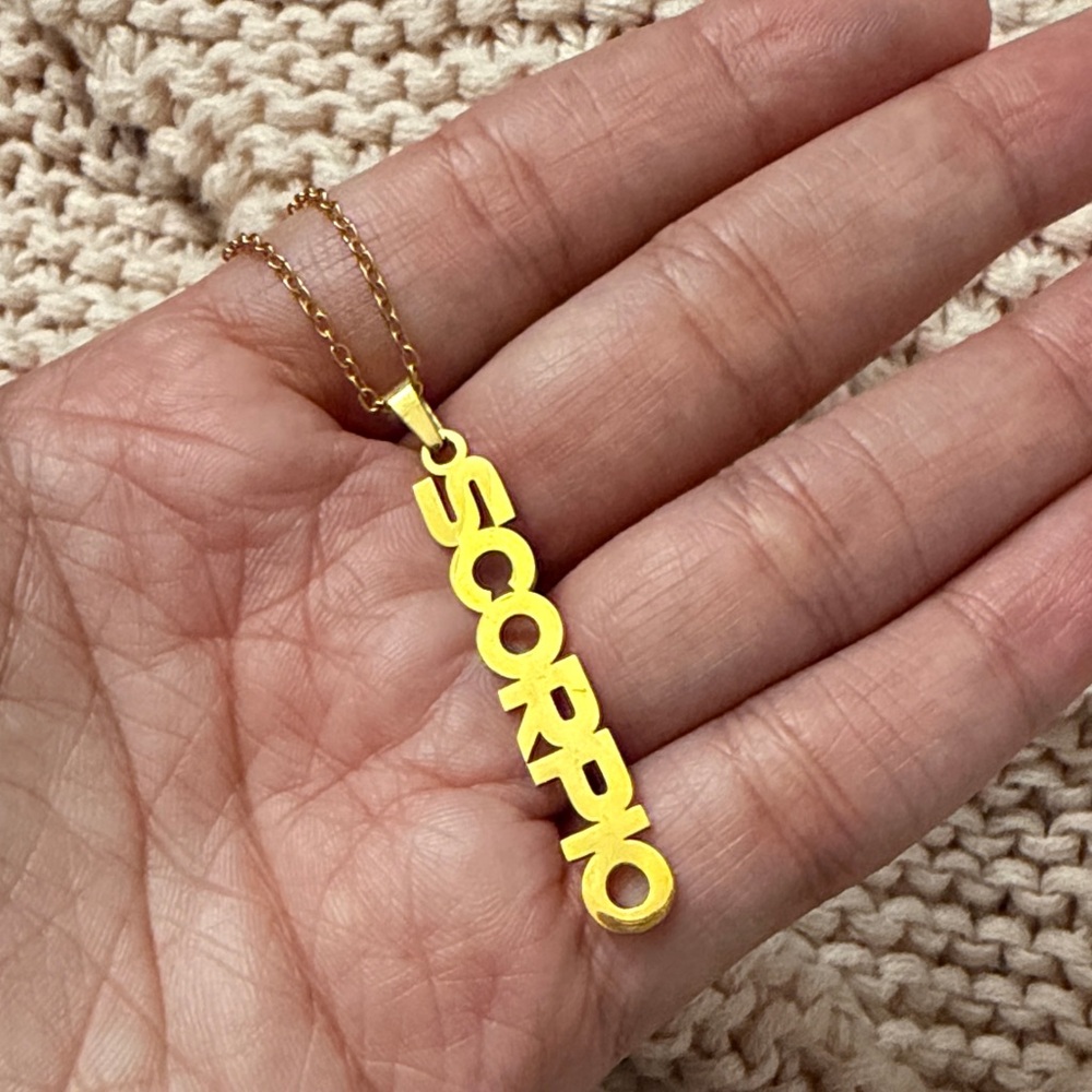 Gold Vertical Scorpio Pendant Necklace